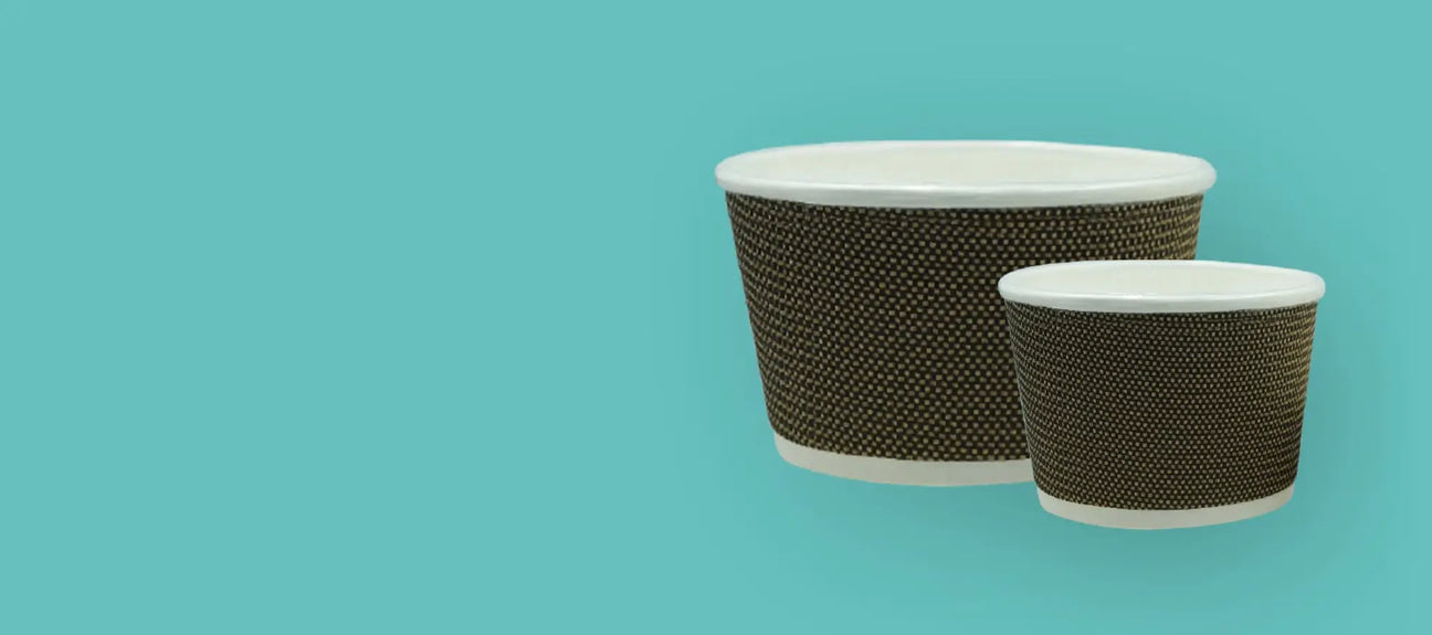 Triple Wall Paper PE Coated Bowls Fine Ripple Brown
