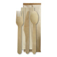 160mm Wooden Fork Knife Spoon and Napkin - Cutlery
