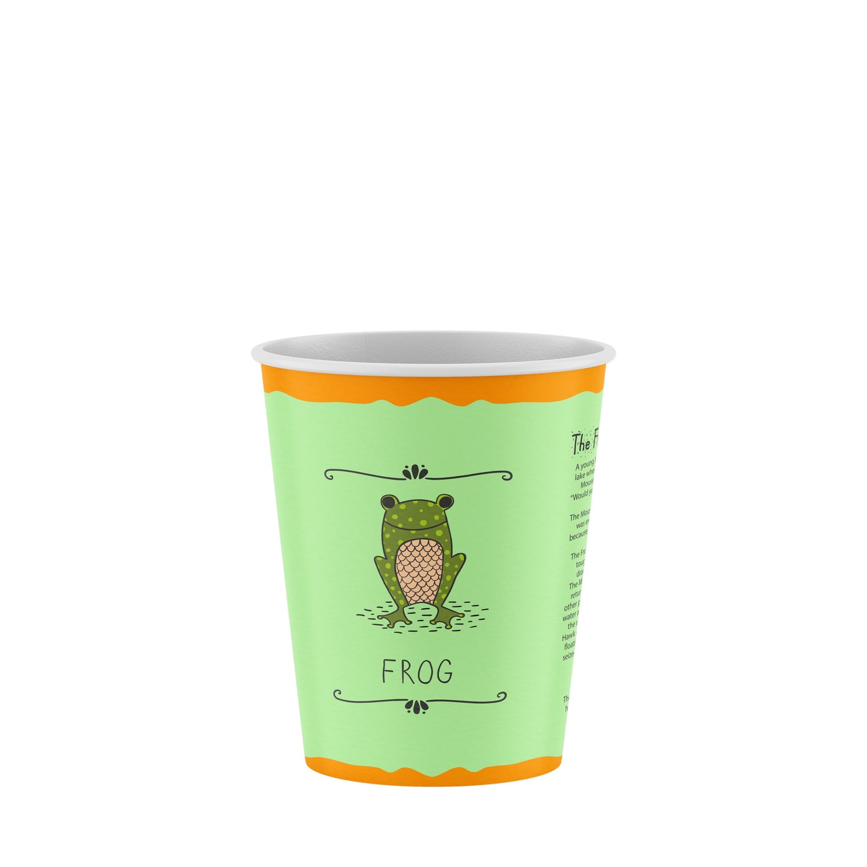 8oz / 86mm Designer Collection Frog Single Wall Aqueous Coated Cup - Hot Paper Cups