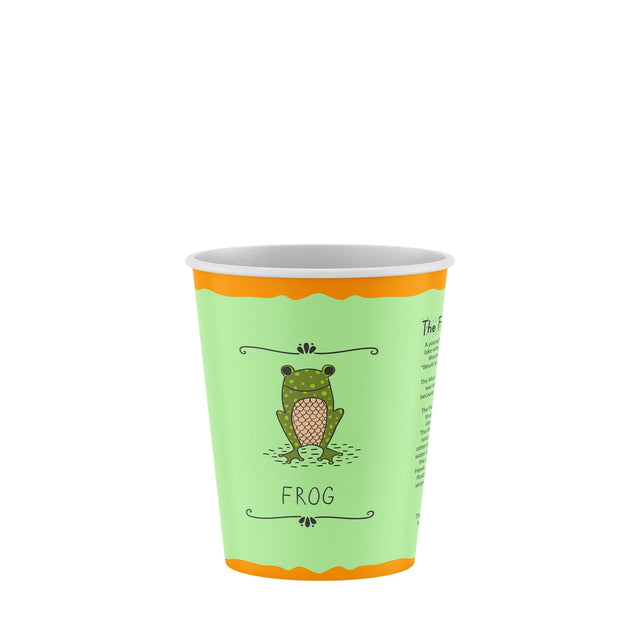 8oz / 86mm Designer Collection Frog Single Wall Aqueous Coated Cup - Hot Paper Cups