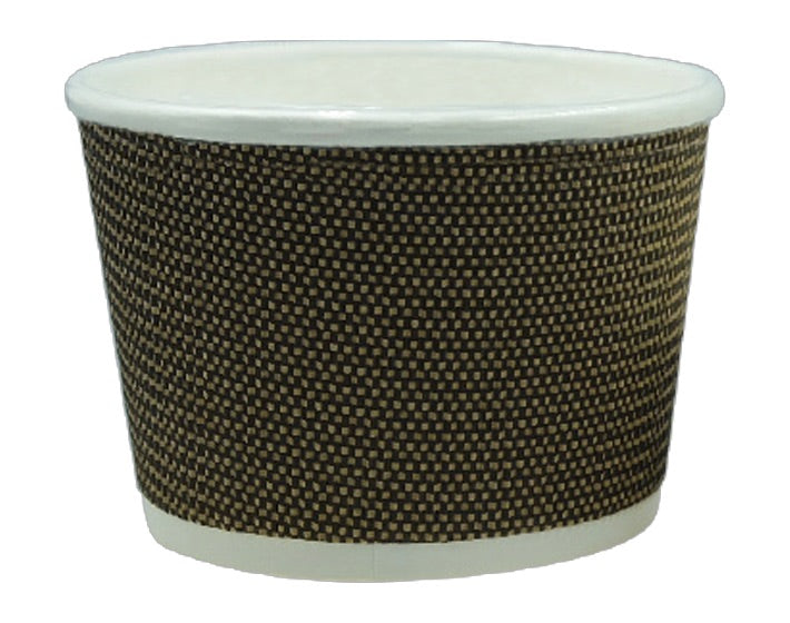 1090ml Fine Ripple Brown Triple Wall Paper PE Coated Bowl - Bowl