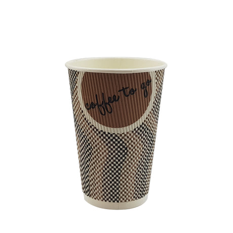 12oz / 86mm Brown Coffee To Go Triple Wall Aqueous Coated Cup - Hot Paper Cups