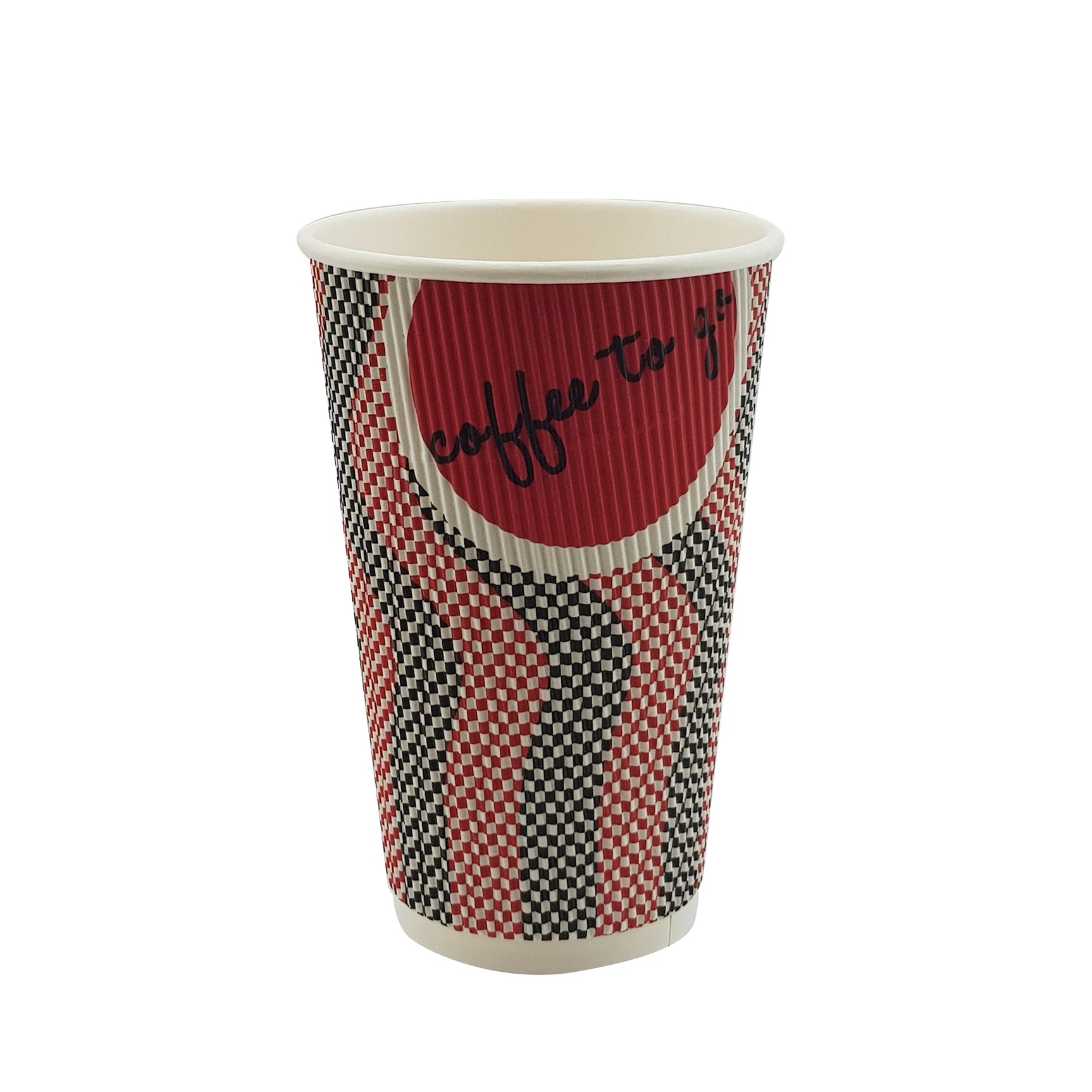 16oz / 86mm Red Coffee To Go Triple Wall Aqueous Coated Cup