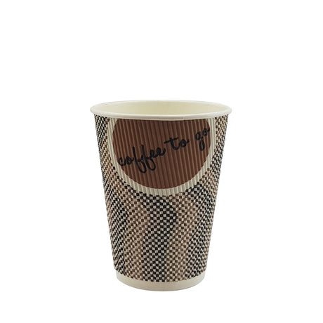 8oz / 86mm Brown Coffee To Go Triple Wall Aqueous Coated Cup - Hot Paper Cups