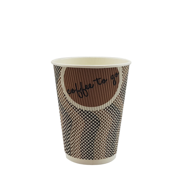 8oz / 86mm Brown Coffee To Go Triple Wall Aqueous Coated Cup - Hot Paper Cups