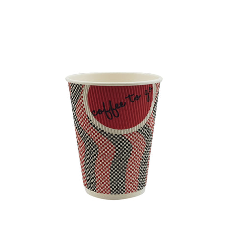 8oz / 86mm Red Coffee To Go Triple Wall Aqueous Coated Cup - Hot Paper Cups