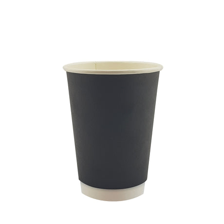 12oz / 86mm Black Double Wall Aqueous Coated Cup - Hot Paper Cups