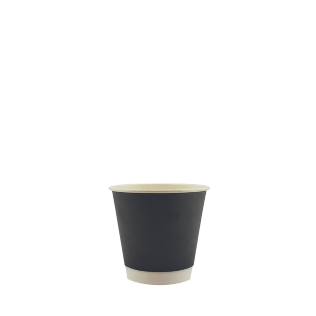 4oz / 62mm Black Double Wall Aqueous Coated Cup - Hot Paper Cups