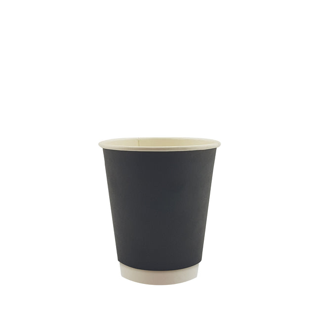 8oz / 80mm Black Double Wall Aqueous Coated Cup - Hot Paper Cups
