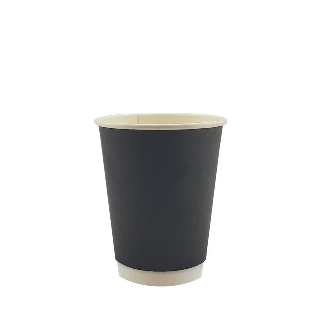 8oz / 86mm Black Double Wall Aqueous Coated Cup - Hot Paper Cups