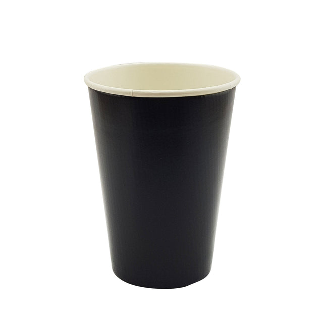 16oz / 86mm Black Triple Wall Double Base Aqueous Coated Cup - Hot Paper Cups