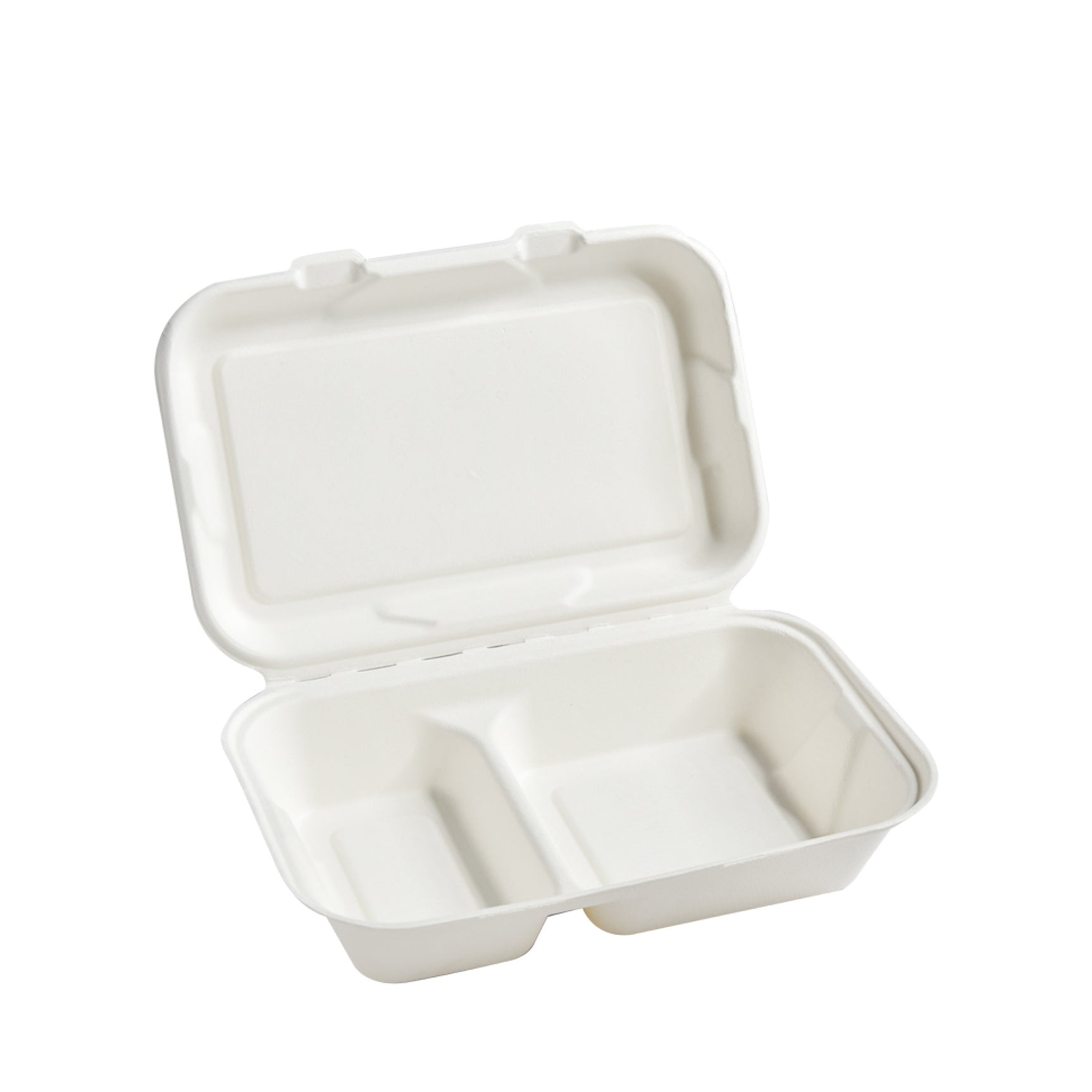 9 x 6 Inch Sugarcane Clamshell 2 Compartments