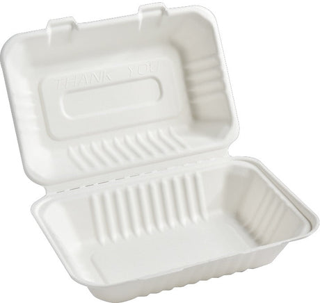 9 x 6 Inch Sugarcane Clamshell - Sugarcane