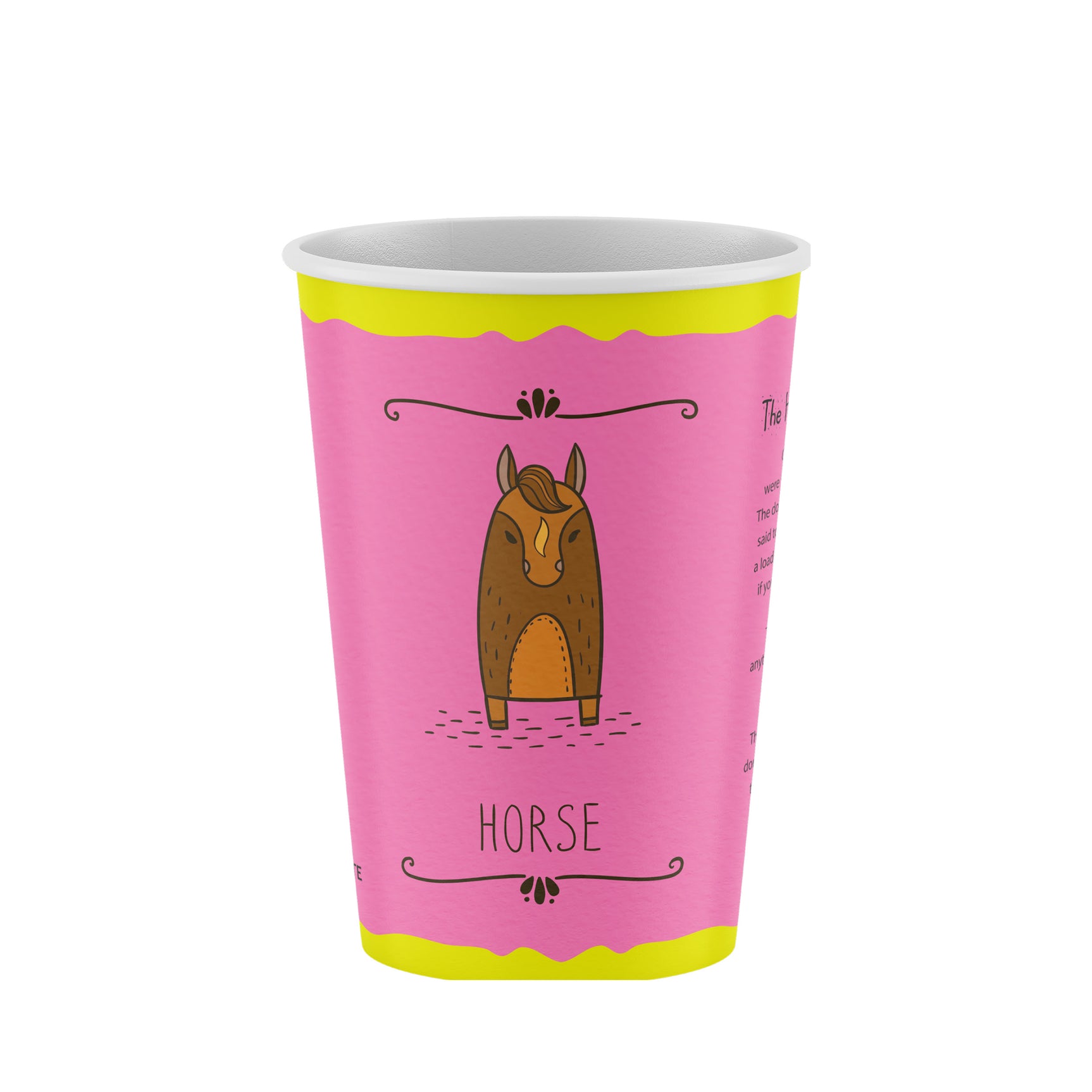 16oz / 86mm Designer Collection Horse Single Wall Aqueous Coated Cup