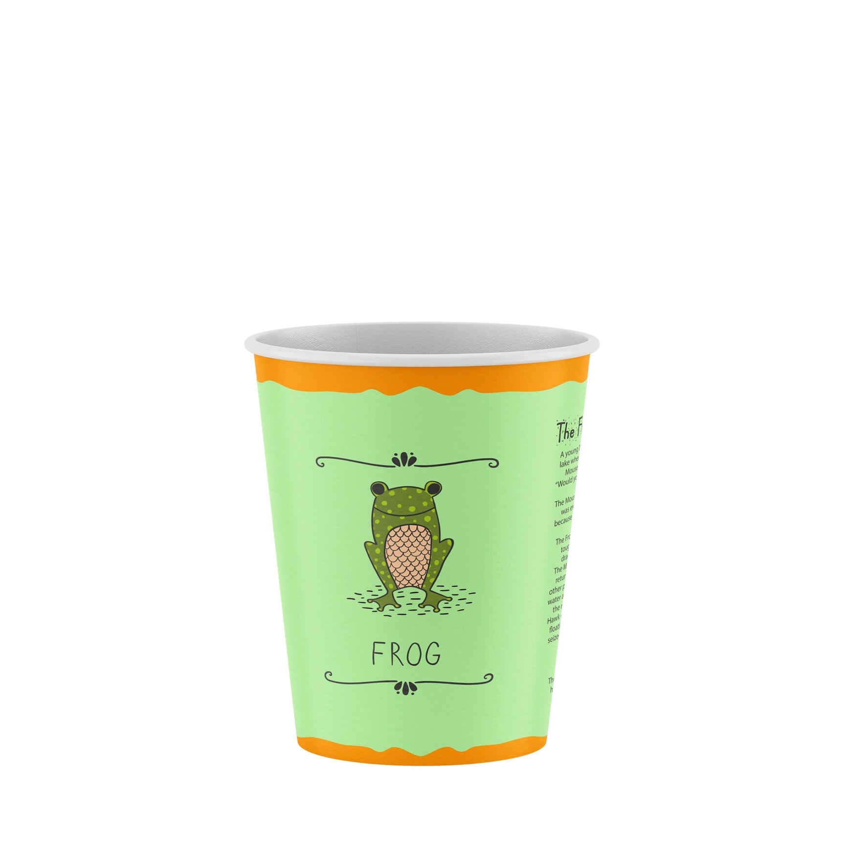 8oz / 86mm Designer Collection Frog Single Wall Aqueous Coated Cup - Hot Paper Cups