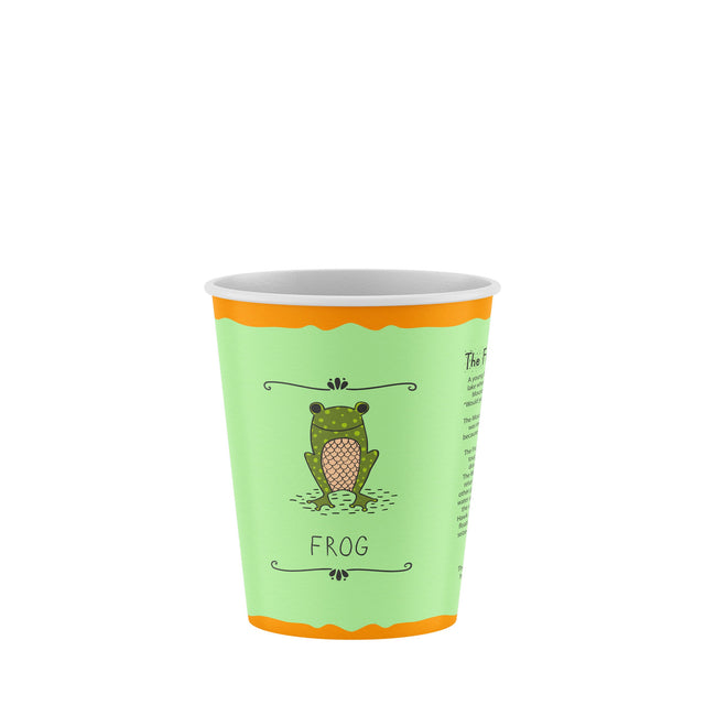 8oz / 86mm Designer Collection Frog Single Wall Aqueous Coated Cup - Hot Paper Cups