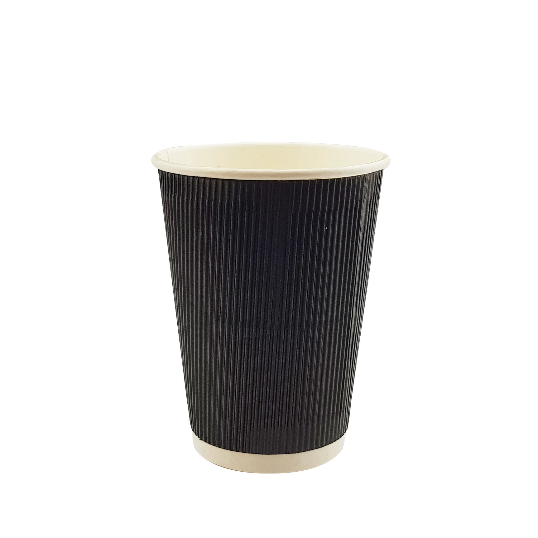 12oz / 86mm Fine Ripple Black Triple Wall Aqueous Coated Cup