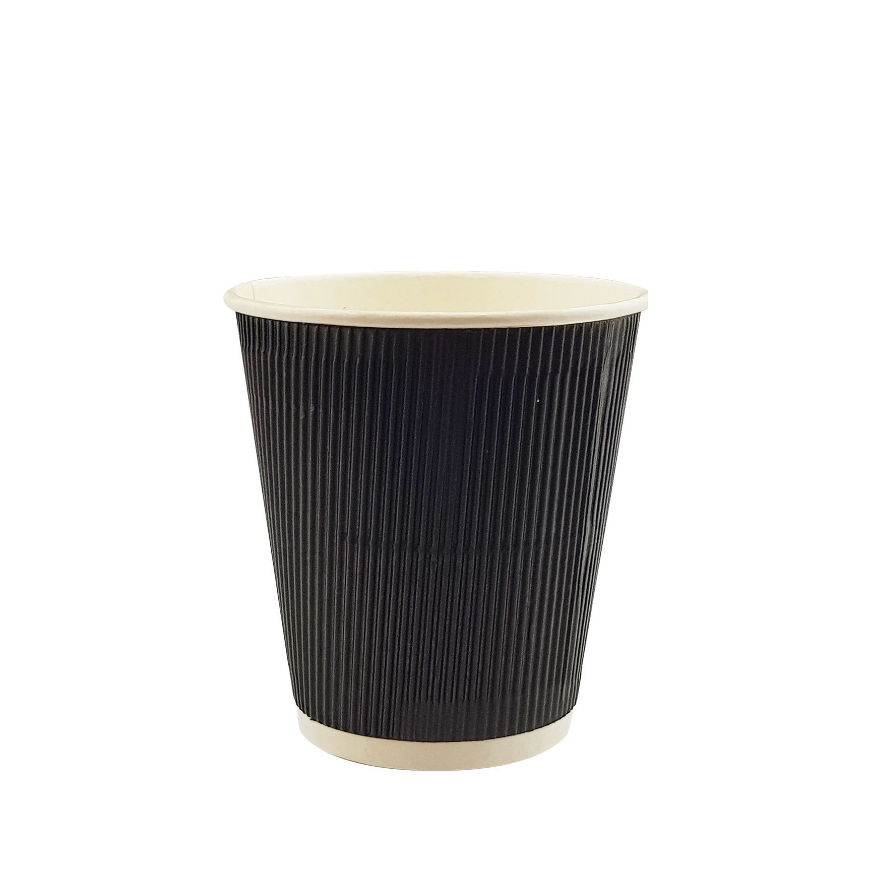 12oz / 90mm Fine Ripple Black Triple Wall Aqueous Coated Cup