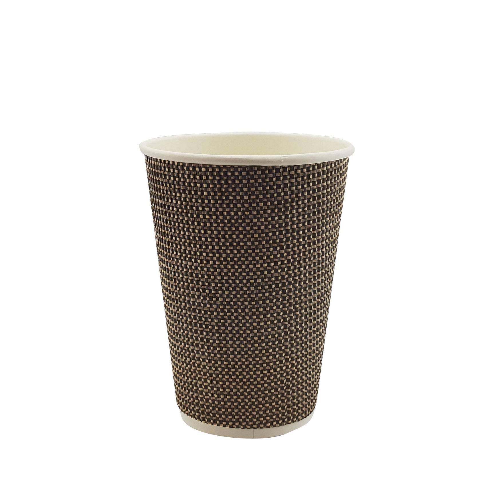 12oz / 86mm Fine Ripple Brown Triple Wall Aqueous Coated Cup