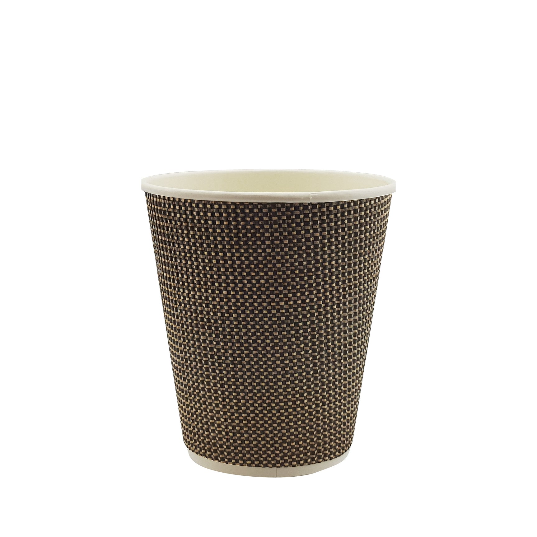 12oz / 90mm Fine Ripple Brown Triple Wall Aqueous Coated Cup