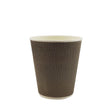 12oz / 90mm Fine Ripple Brown Triple Wall Aqueous Coated Cup - Hot Paper Cups