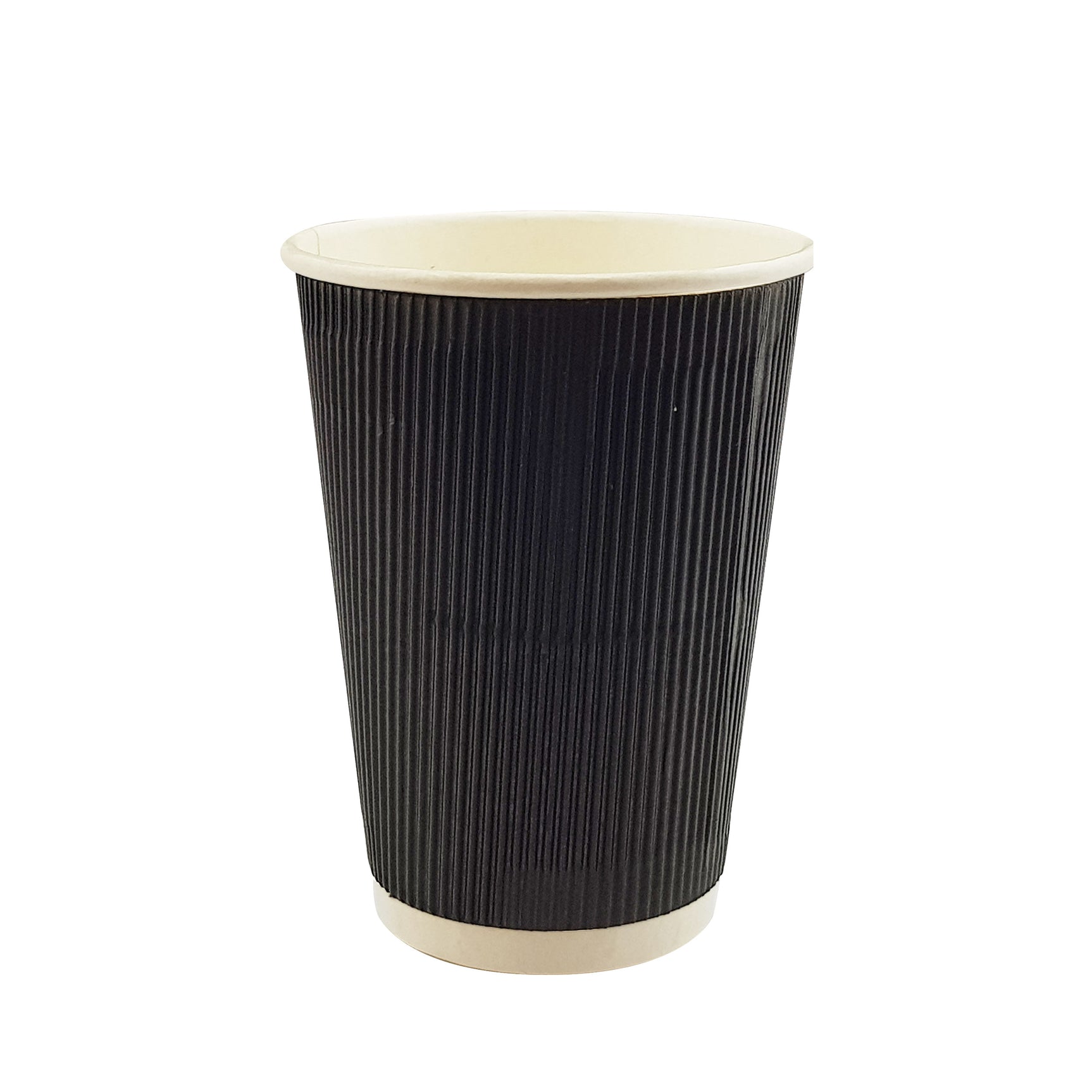 16oz / 86mm Fine Ripple Black Triple Wall Aqueous Coated Cup