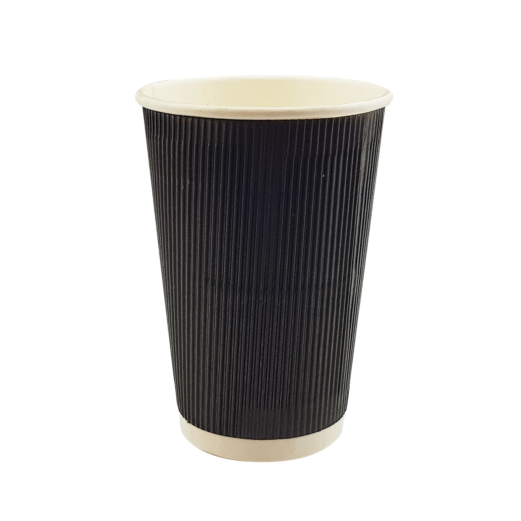 16oz / 90mm Fine Ripple Black Triple Wall Aqueous Coated Cup