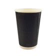 16oz / 90mm Fine Ripple Black Triple Wall Aqueous Coated Cup - Hot Paper Cups