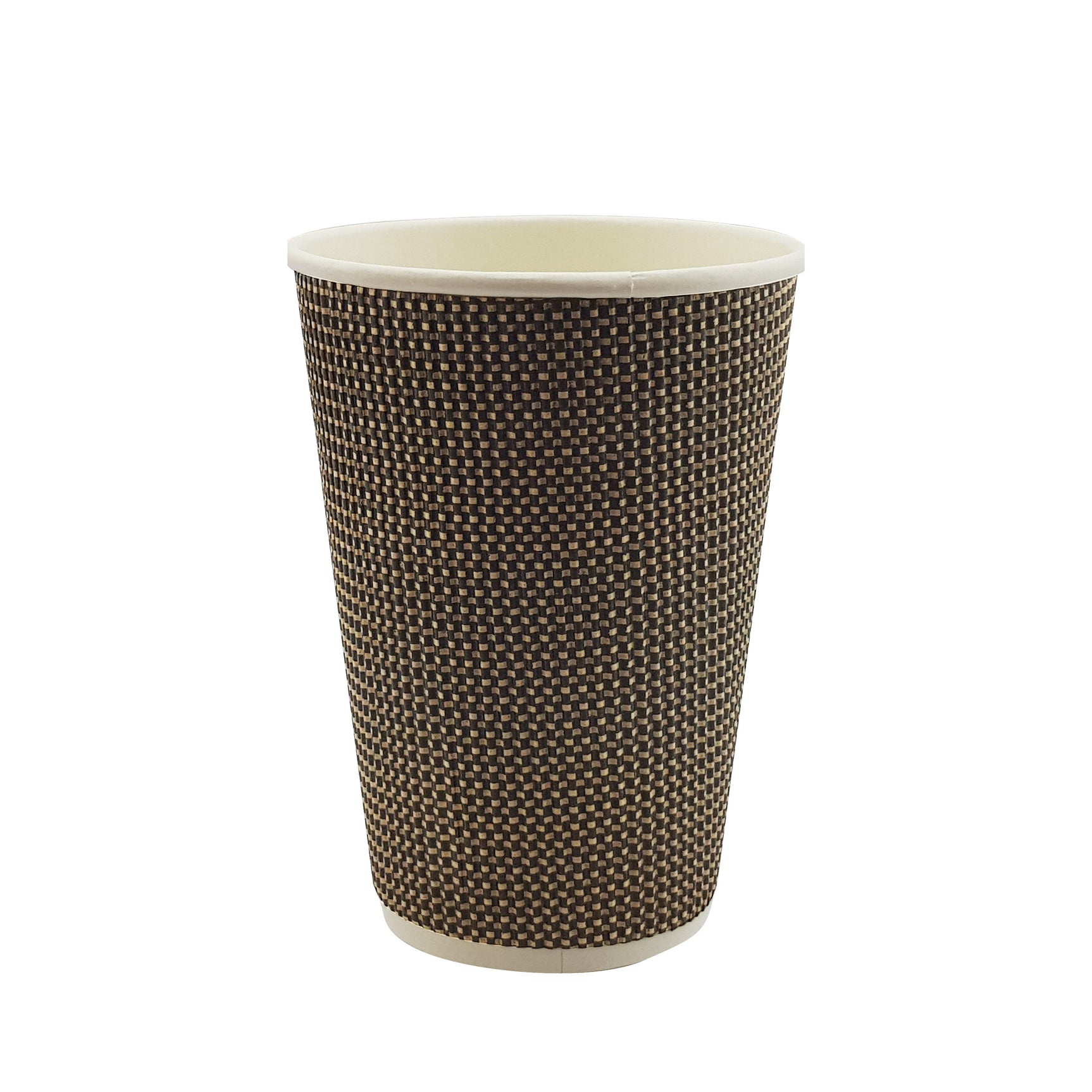 16oz / 86mm Fine Ripple Brown Triple Wall Aqueous Coated Cup