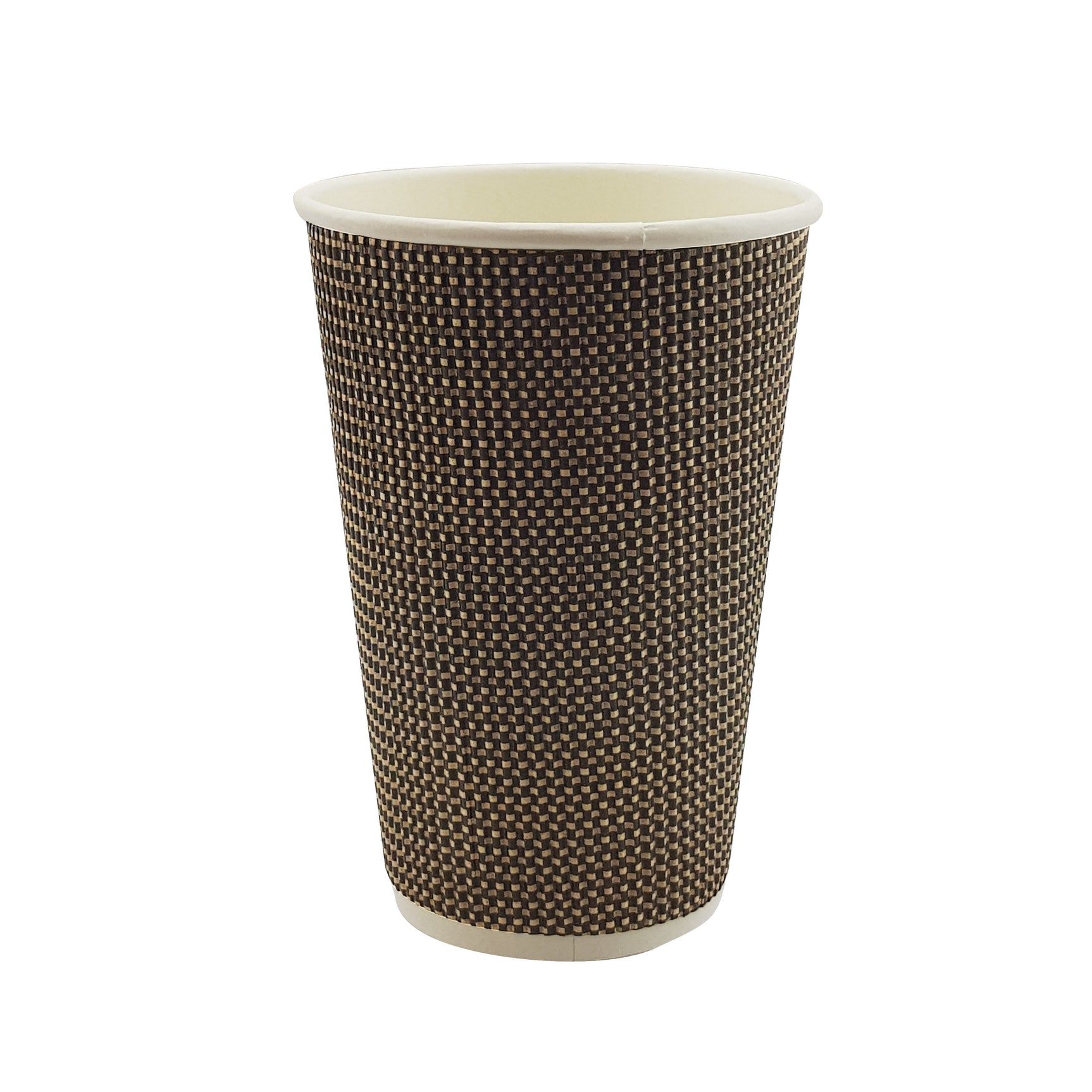 16oz / 90mm Fine Ripple Brown Triple Wall Aqueous Coated Cup