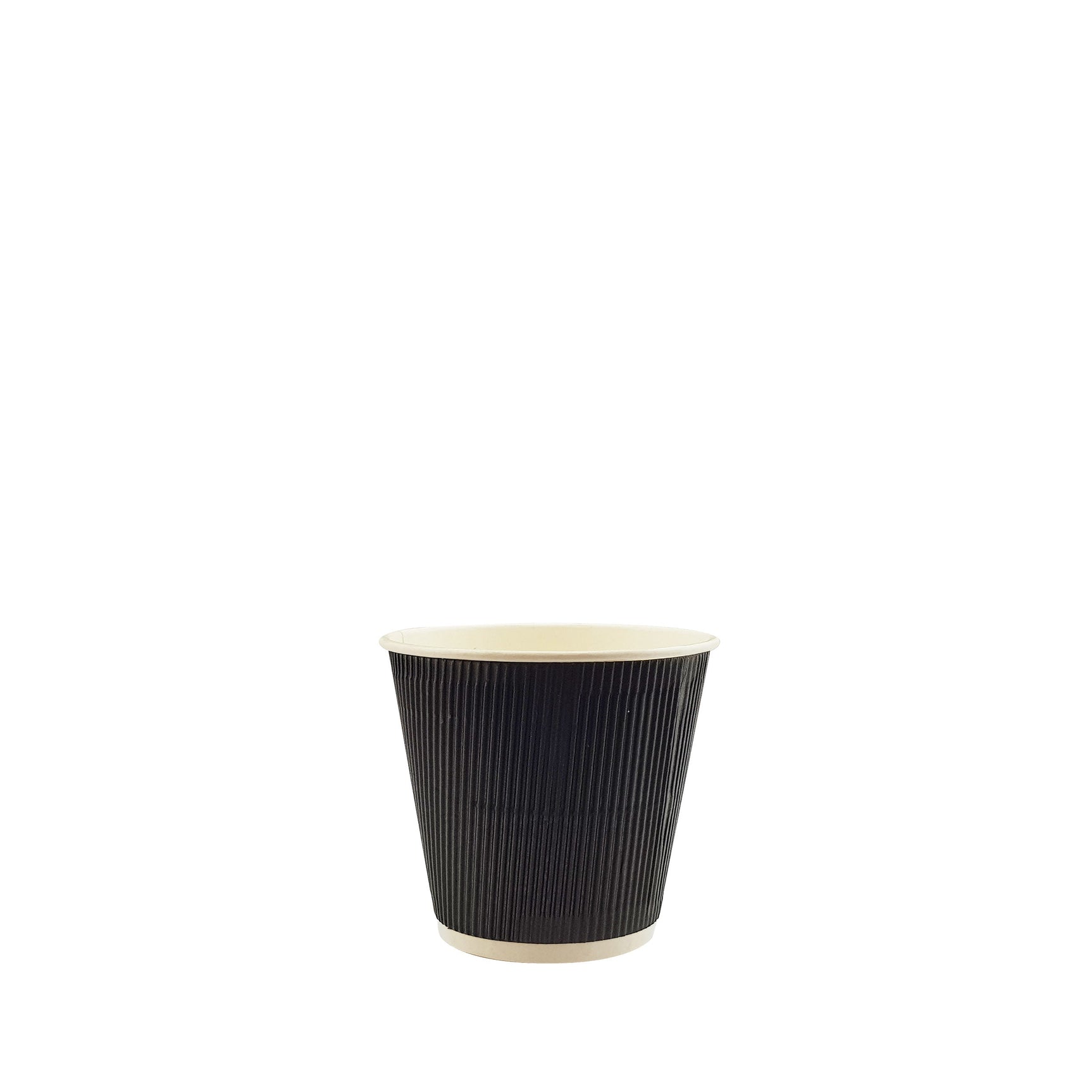 4oz / 62mm Fine Ripple Black Triple Wall Aqueous Coated Cup - Hot Paper Cups
