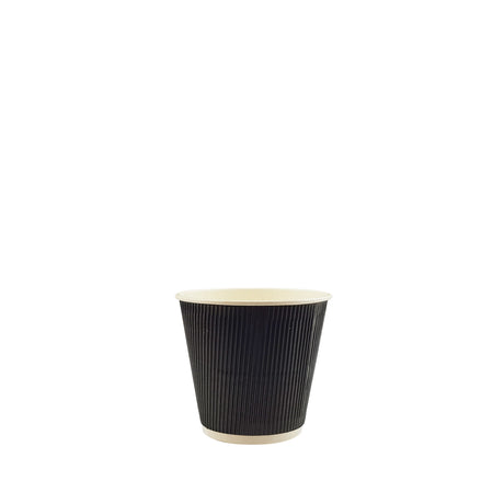 4oz / 62mm Fine Ripple Black Triple Wall Aqueous Coated Cup - Hot Paper Cups