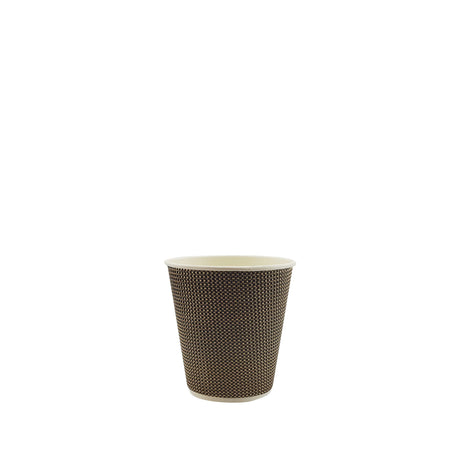 4oz / 62mm Fine Ripple Brown Triple Wall Aqueous Coated Cup - Hot Paper Cups