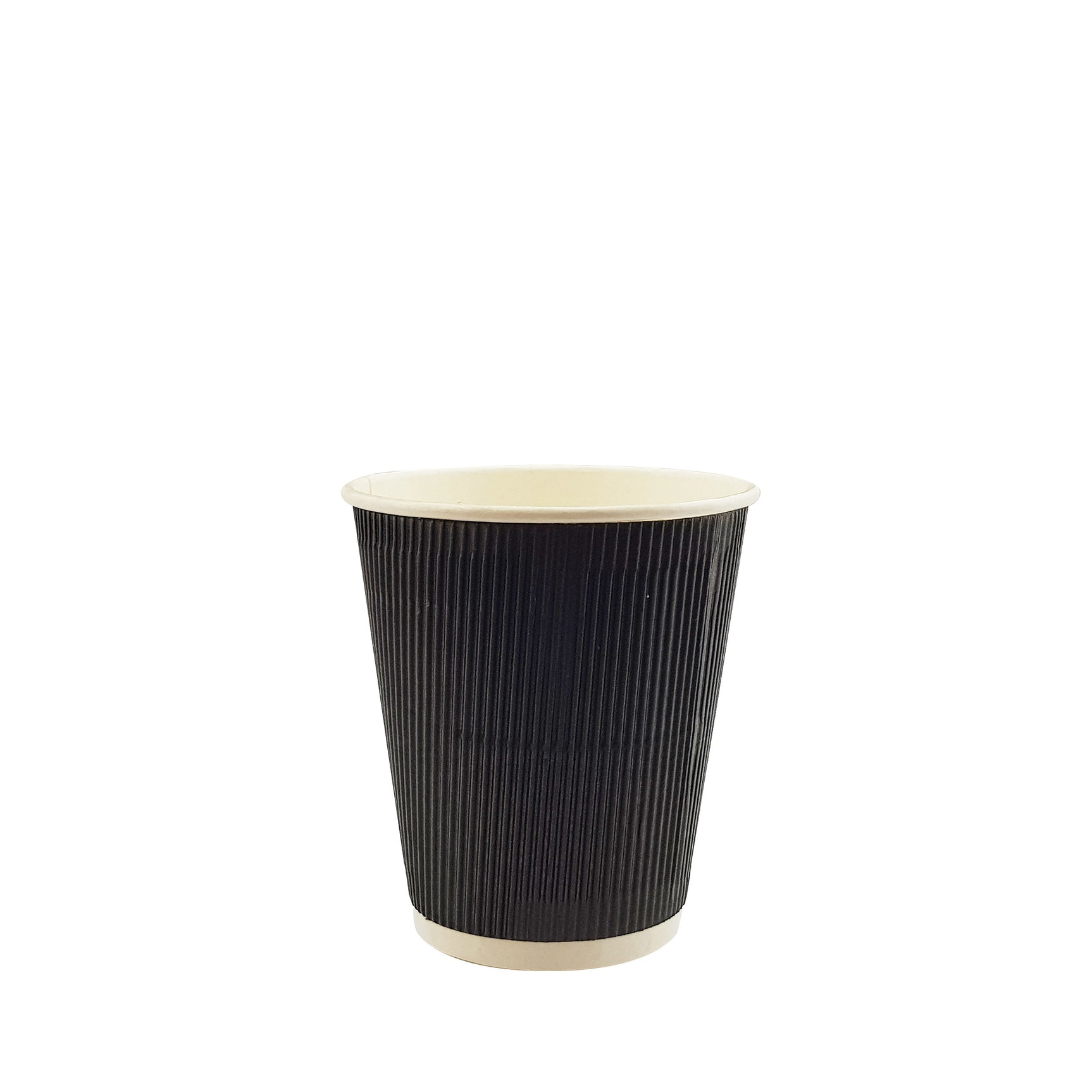 8oz / 80mm Fine Ripple Black Triple Wall Aqueous Coated Cup