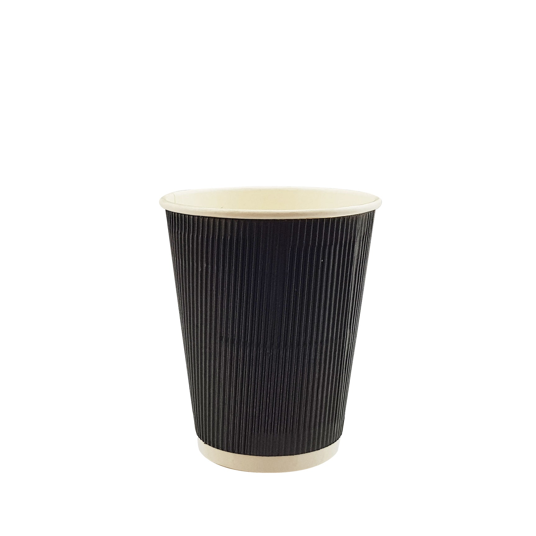 8oz / 86mm Fine Ripple Black Triple Wall Aqueous Coated Cup