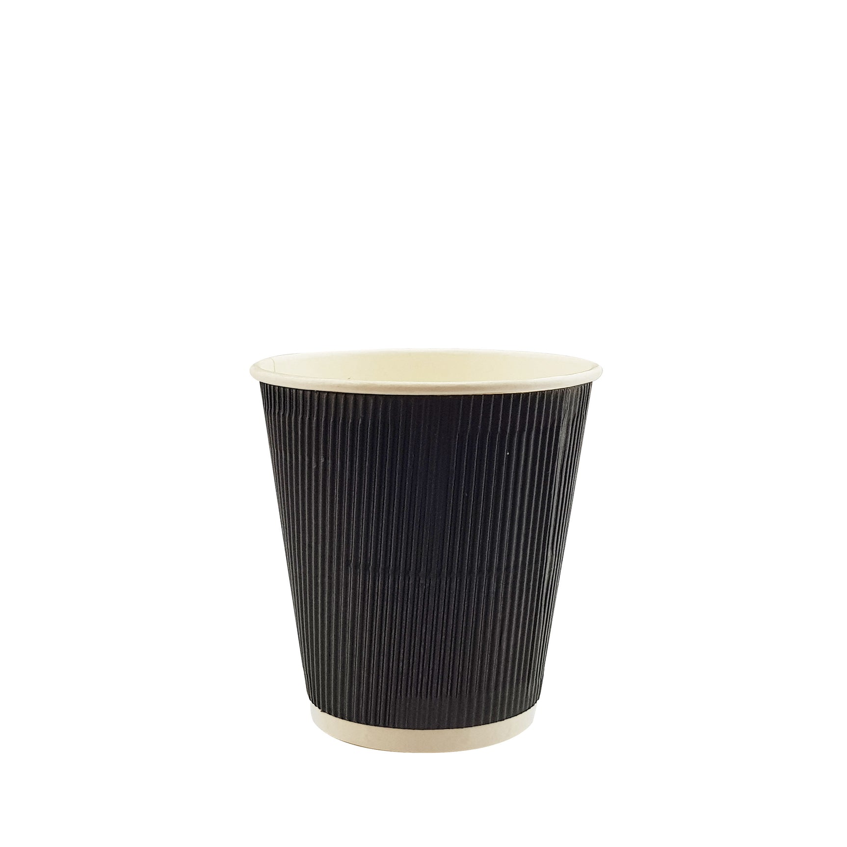 8oz / 90mm Fine Ripple Black Triple Wall Aqueous Coated Cup