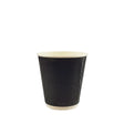 8oz / 90mm Fine Ripple Black Triple Wall Aqueous Coated Cup - Hot Paper Cups