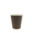 8oz / 80mm Fine Ripple Brown Triple Wall Aqueous Coated Cup - Hot Paper Cups