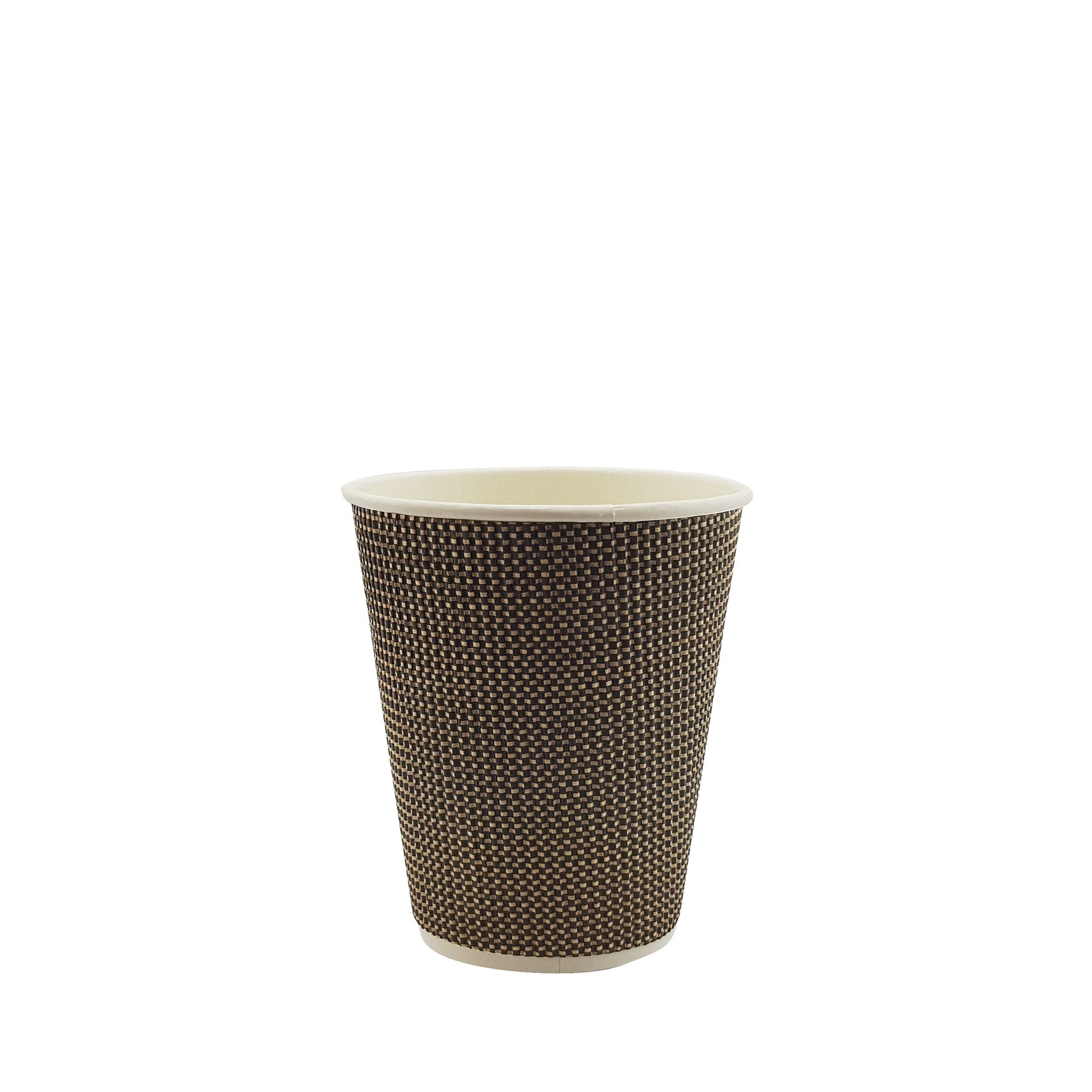 8oz / 80mm Fine Ripple Brown Triple Wall Aqueous Coated Cup - Hot Paper Cups
