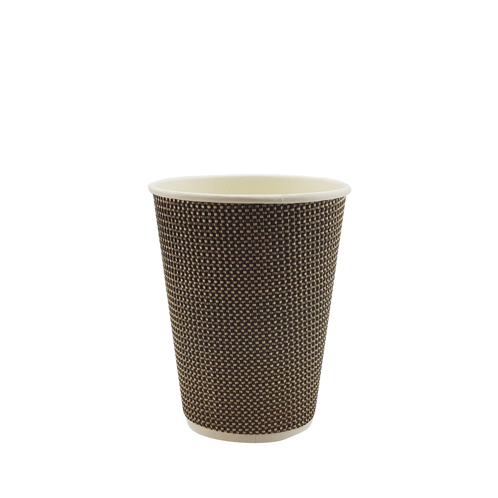 8oz / 86mm Fine Ripple Brown Triple Wall Aqueous Coated Cup