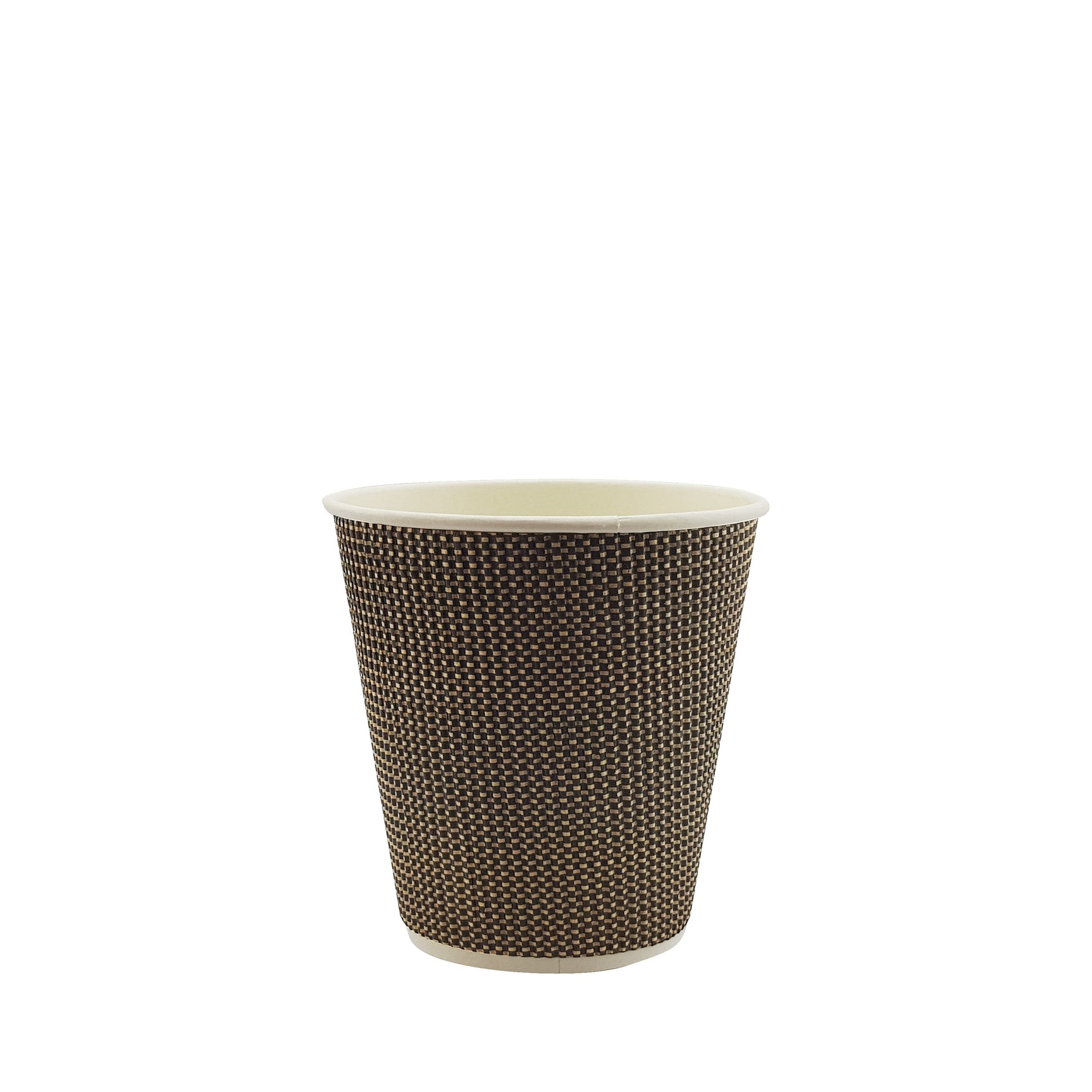 8oz / 90mm Fine Ripple Brown Triple Wall Aqueous Coated Cup
